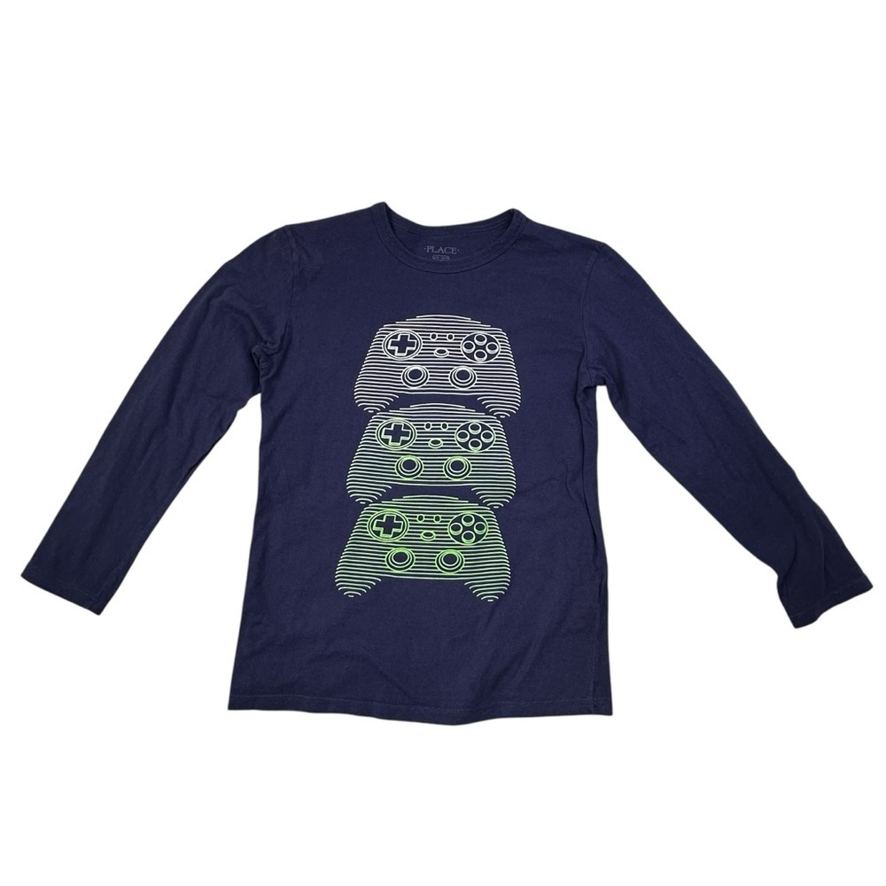 The Children's Place Boy's Blue Game Controller Long Sleeve Shirt Size L (10/12)